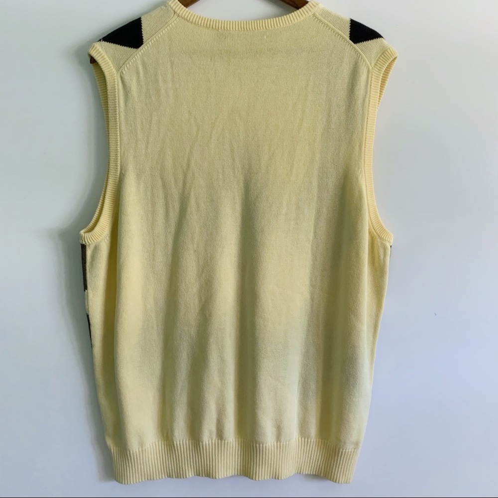 J. Crew Men Yellow Argyle V-Neck Golf Vest - Picture 5 of 5